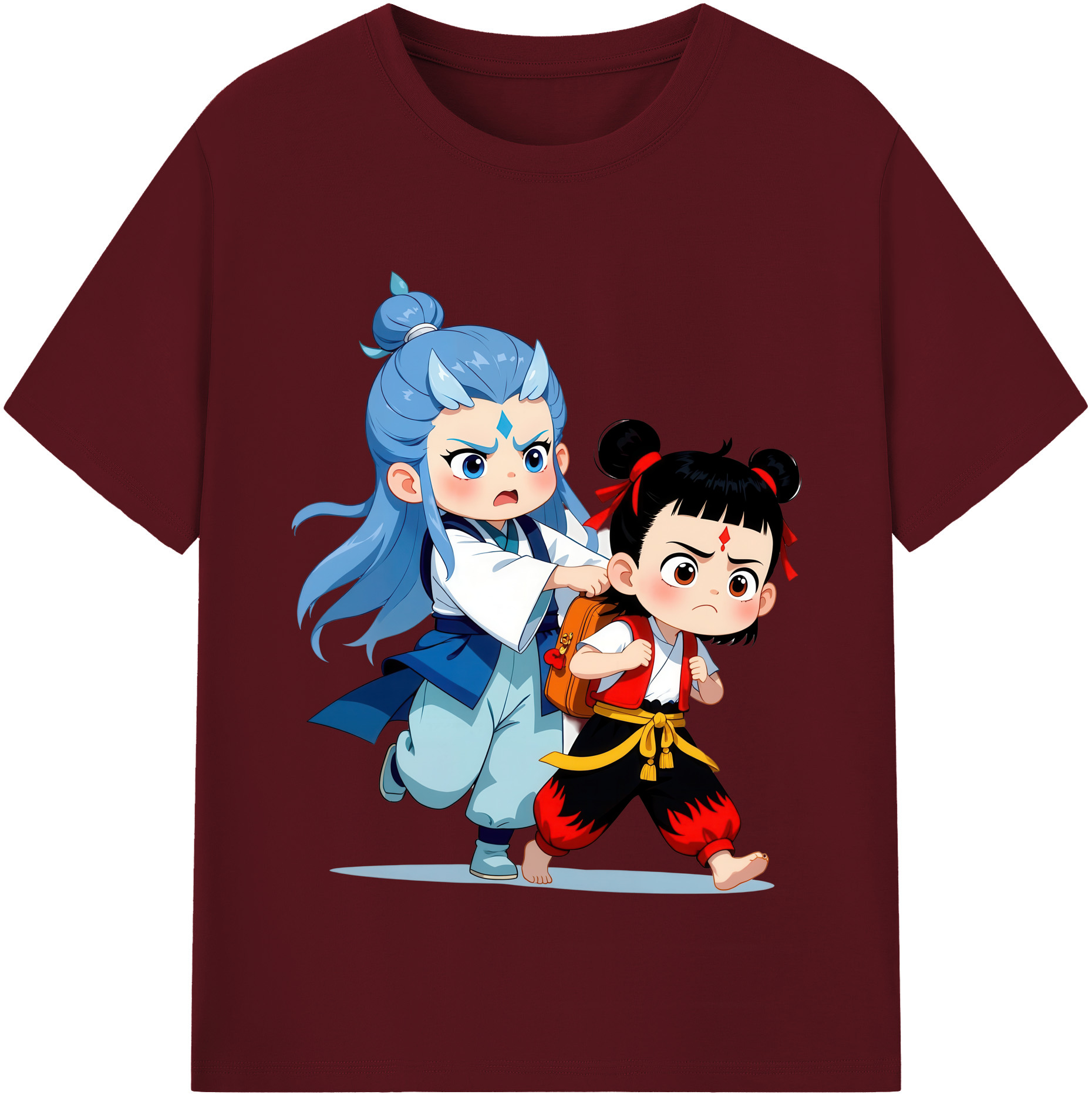 （画像用） Ne Zha 2 ナタ 魔童の大暴れ 綿100％半袖Tシャツ（フロントプリント）